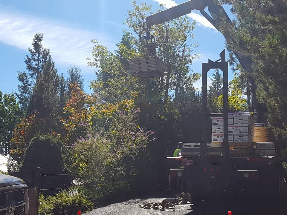 On a residential project of a re-rook we are receiving supplies.